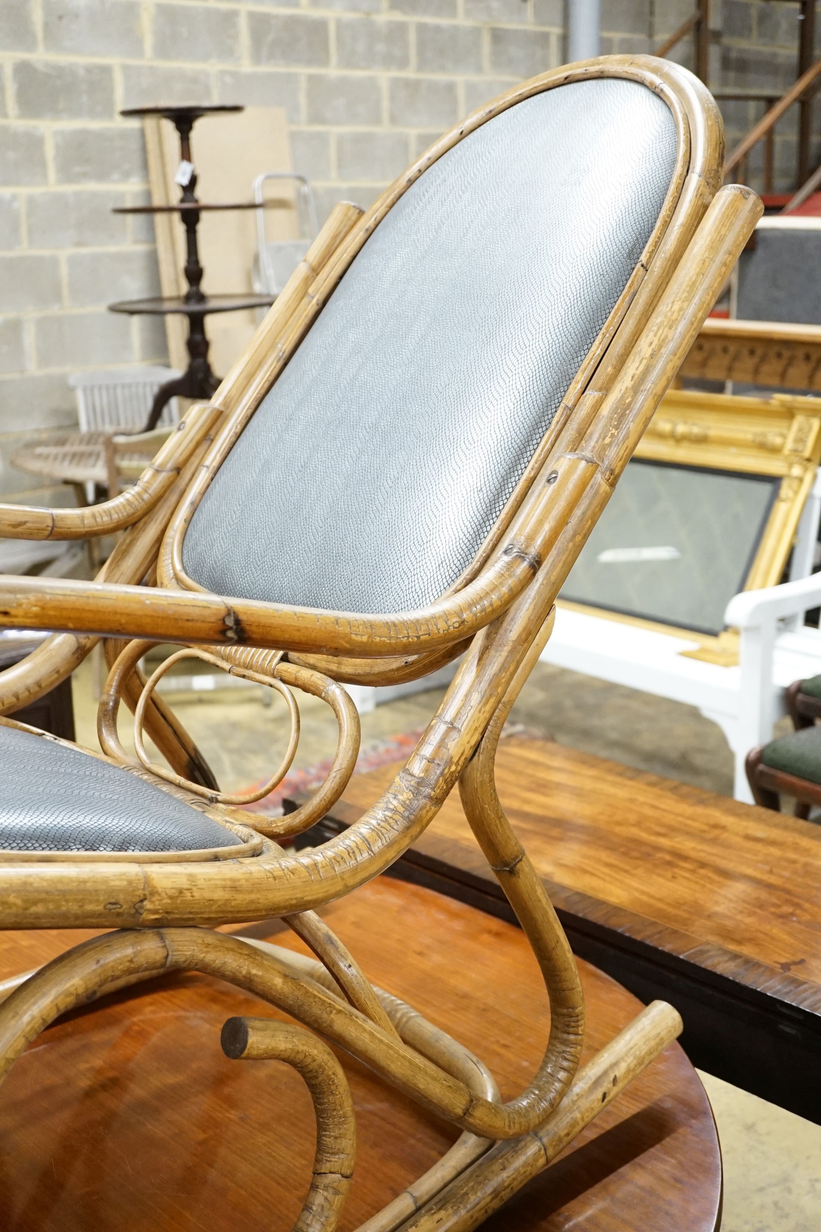 A bamboo bentwood rocking chair